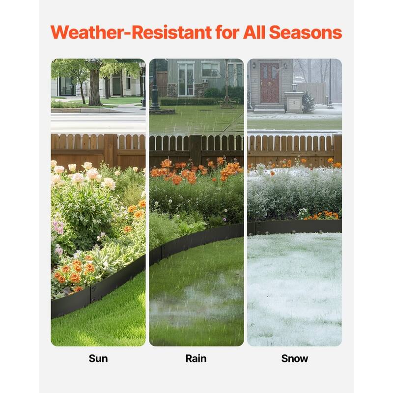 5-Pack Black Galvanized Steel Rust-Resistant Landscape Edging Garden Border with Spikes - 39 x 8.15 x 0.06 in