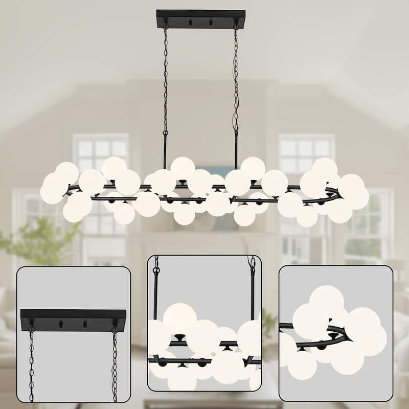 40-light Modern Large Bubble Sputnik Chandelier in Black for Dining Room