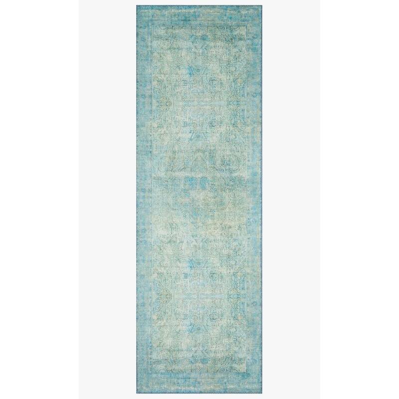 Alexander Home Tremezzina Printed Boho Aqua Area Rug - 2' 6" x 7' 6" - Runner/Rectangle