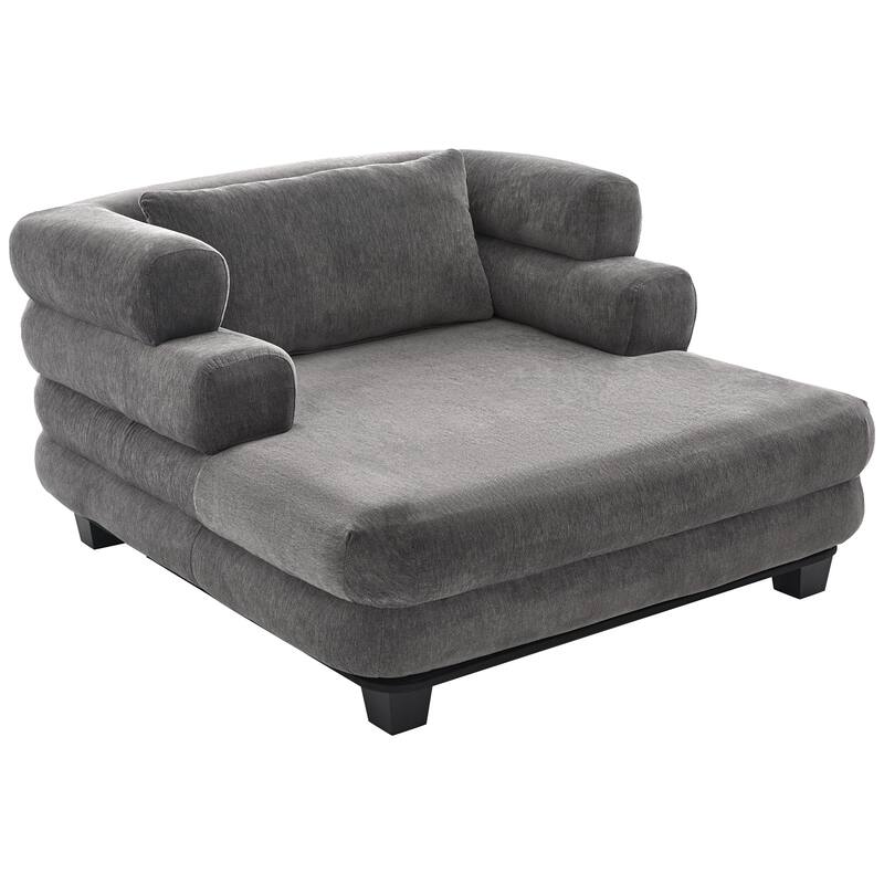 Roomfitters 52 Inch Oversized Modern Chaise Lounge Sofa Bed with Layered Armrests, Chenille