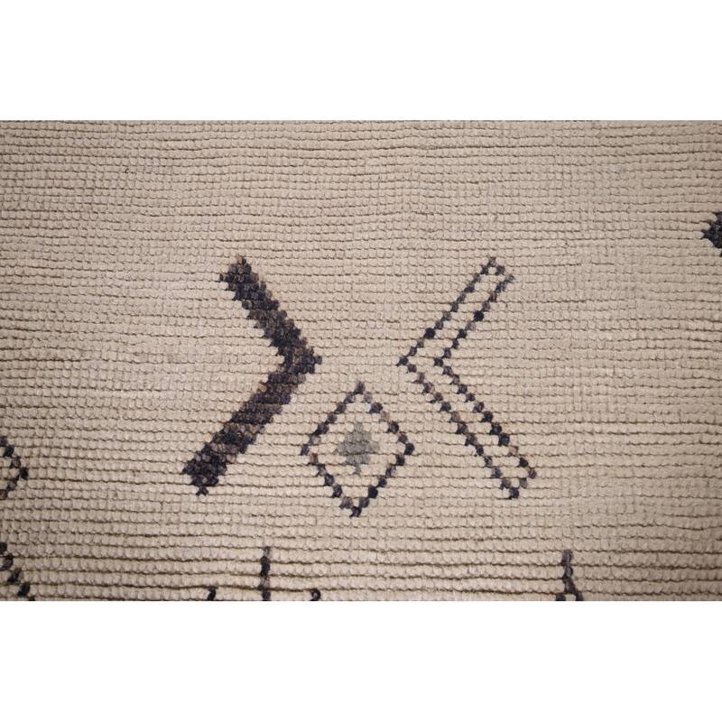Ivory Moroccan Area Rug Hand-Knotted Wool Carpet - 7'10"x 11'9"