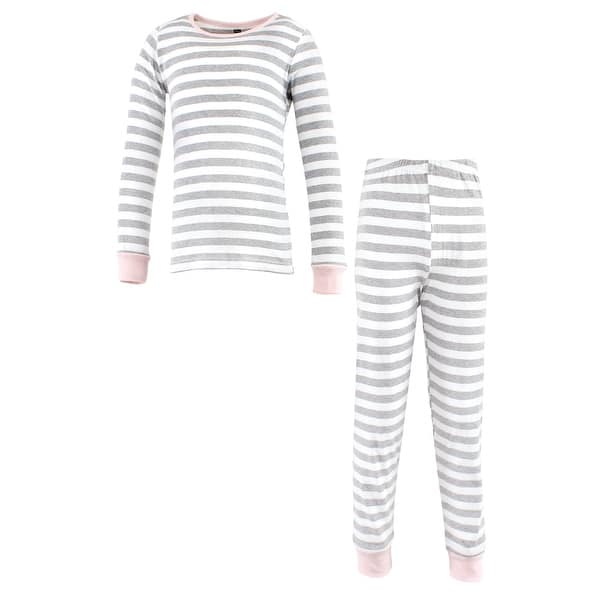 slide 1 of 1, Hudson Baby Infant Girl Cotton Pajama Set, Gray Stripe Pink 12-18 Months - Gray Stripe Pink