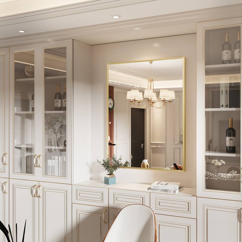 Aluminum Alloy Framed Wall Mounted Bathroom Vanity Accent Mirror in
