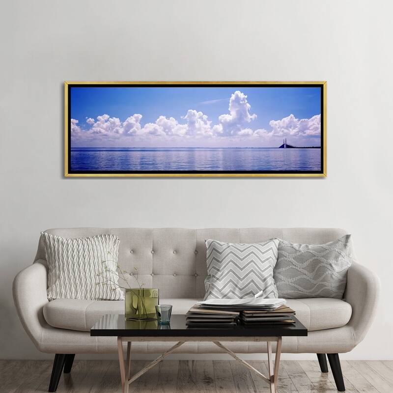 iCanvas "Seascape with a suspension bridge in the background, Sunshine Skyway Bridge" by Panoramic Images Framed Canvas Print