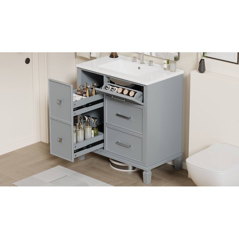 Sophisticated Bathroom Vanity with Innovative Drawer Design and Ample Storage