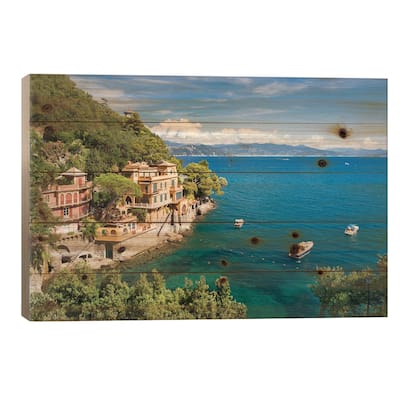 Baia Cannone Near Portofino, Liguria, Italy Print On Wood by Jan Becke - Multi-Color