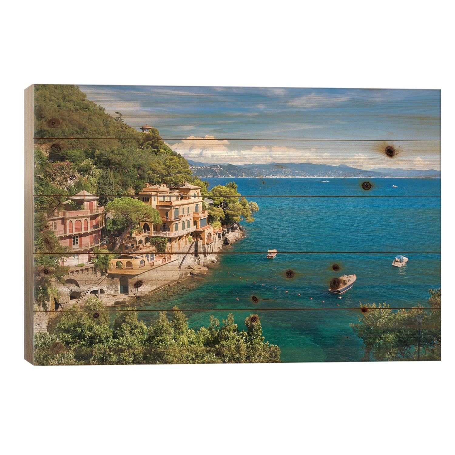 Baia Cannone Near Portofino, Liguria, Italy Print On Wood by Jan Becke - Multi-Color