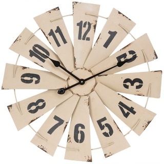 A&B Home Iron Wind Mill Wall Clock - Cream - Bed Bath & Beyond - 36812881