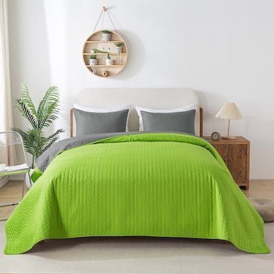 3-piece Fashionable Solid Embossed Quilt Set Bedspread Cover