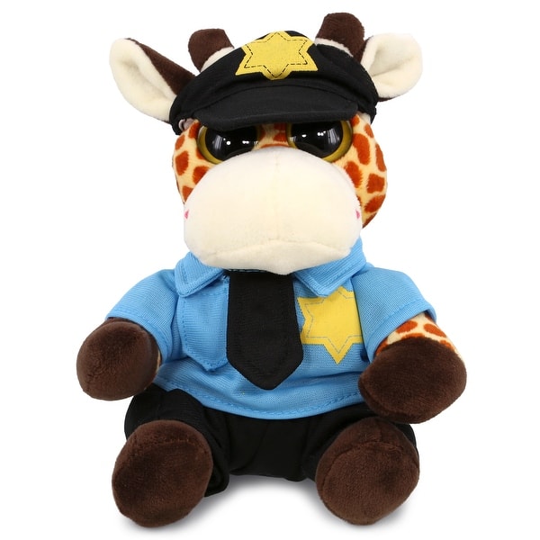 slide 2 of 6, DolliBu Giraffe Big Eye Police Officer Plush Toy with Cop Uniform - 6 inches