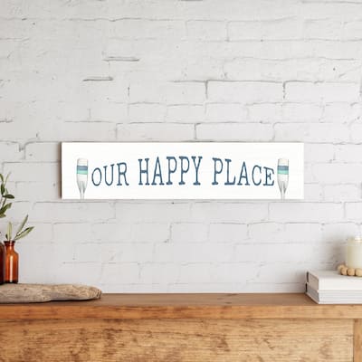 Happy Place Oars Barnwood Sign - Multi-Color