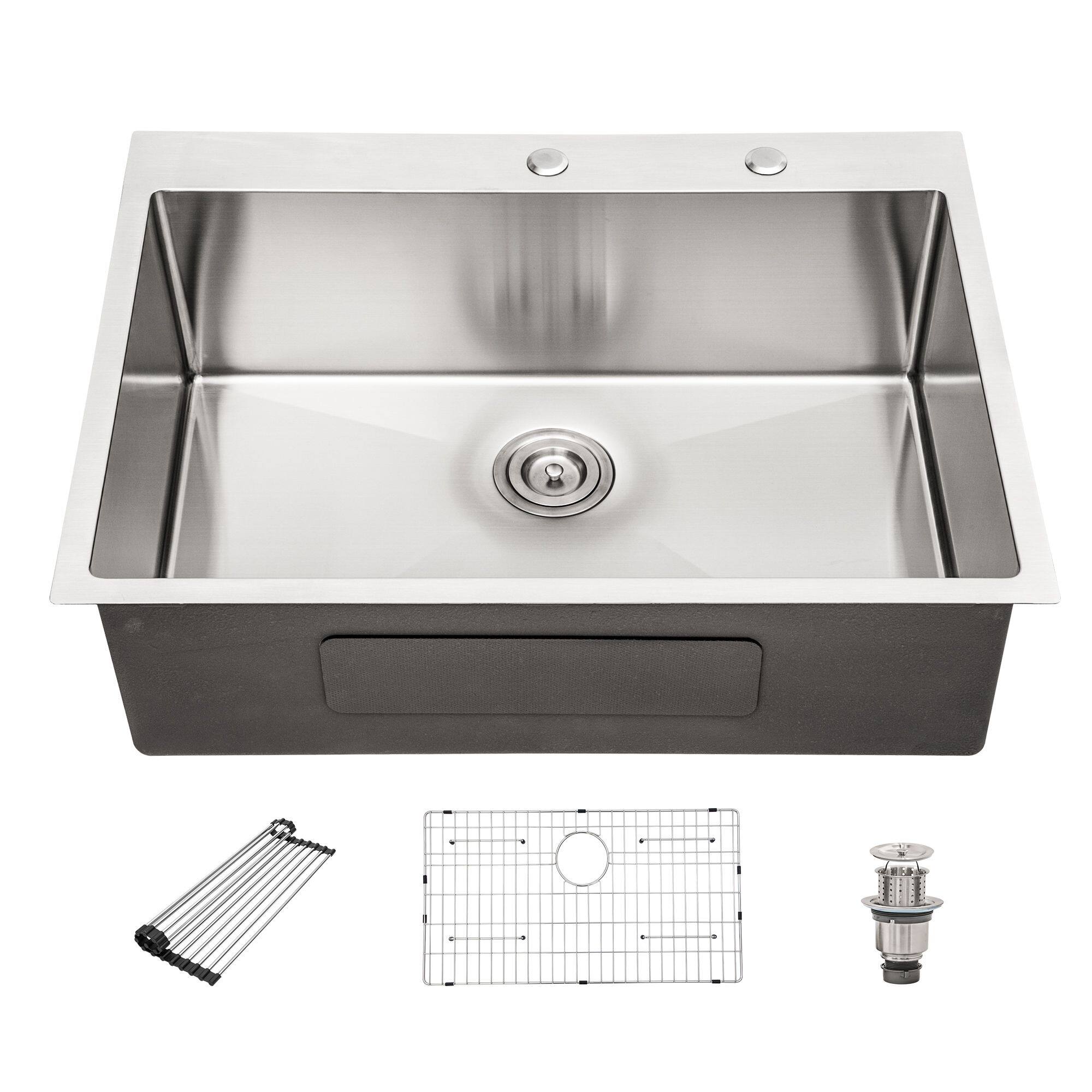 Lordear 28inch Dropin 16 Gauge Stainless Steel Single Bowl Topmount