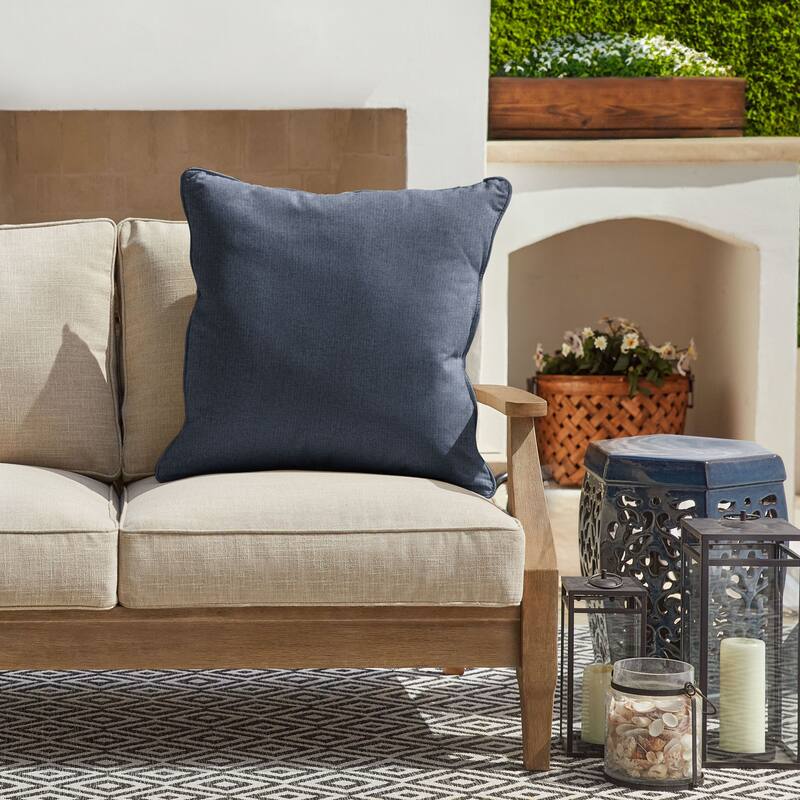 Sorra Home Sunbrella Outdoor Corded Pillow Single - 22 in H x 22 in W x 6 in D - Revive Indigo