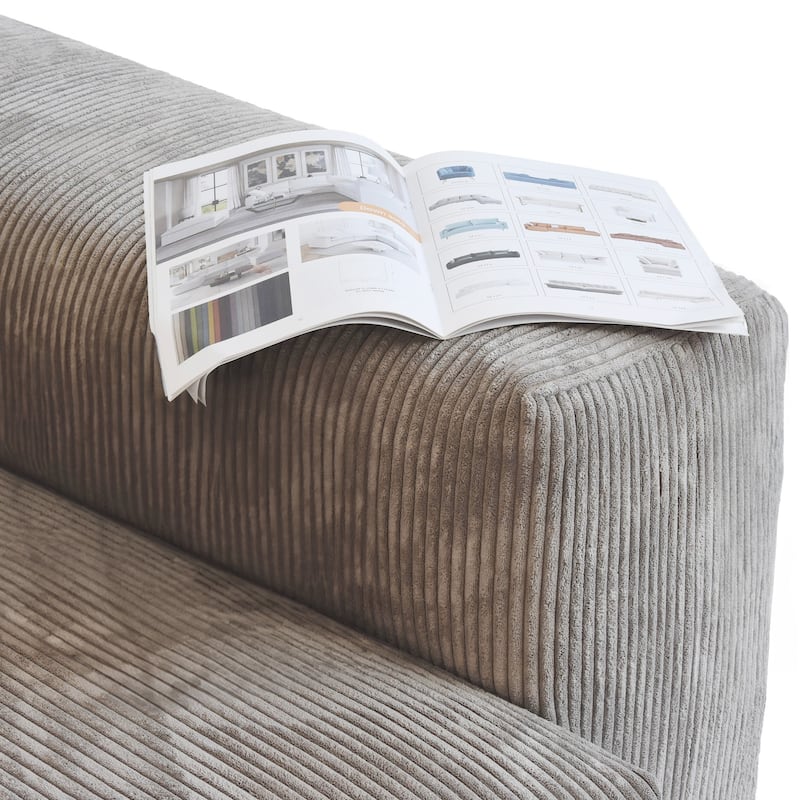 Oversize Modular Corduroy Sofa, 141.73" U Shaped Sectiona Sofa Couch with Ottomans