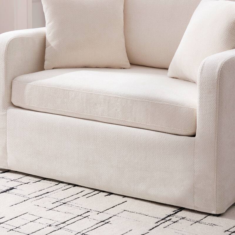45.3"W Modern Chenille Leisure Chair, Reading ArmChair with 3 Pillows