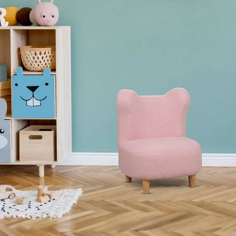Aria Home Pink Teddy Bear Kids Chair with Foam Seat and Washable Cover