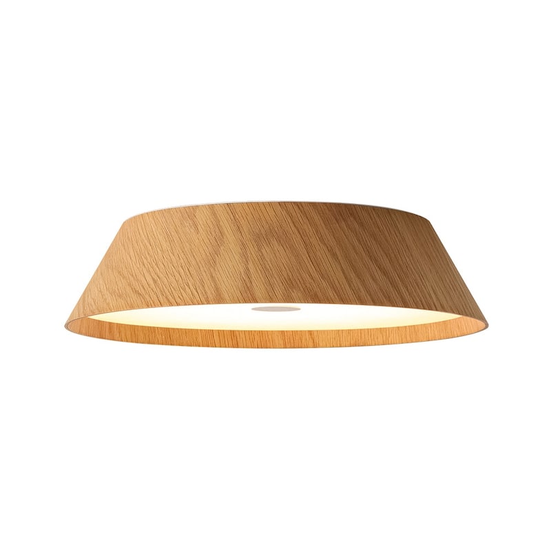 Scandinavian Conical Wood Dimmable LED Flush Mount Ceiling Light - 13.2in
