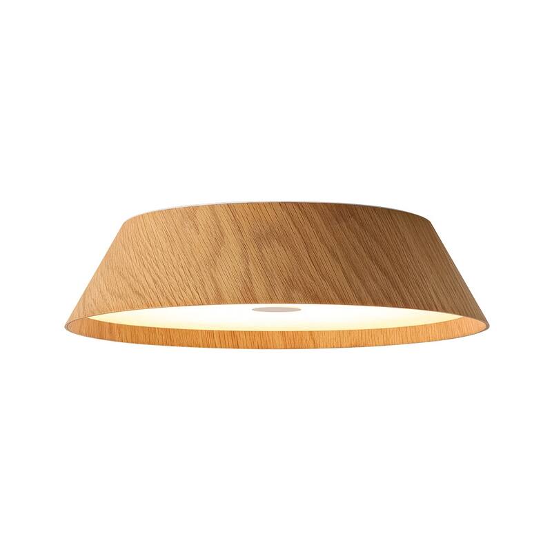 Scandinavian Wood Style Dimmable LED Flush Mount Ceiling Light 13.2in