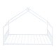 preview thumbnail 6 of 9, White Full Size Metal House Bed with Roof, Fence and Back for Kids, Boys and Girls, Bedroom