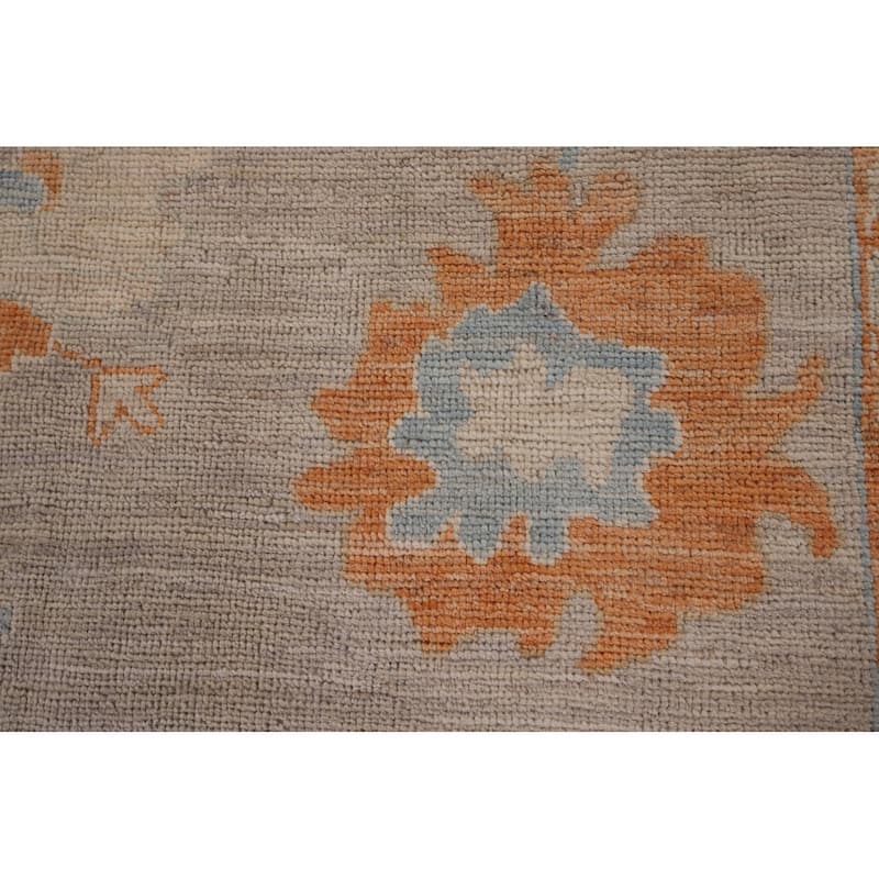 Blue Oushak Turkish Area Rug Handmade Vegetable Dye Wool Carpet - 6'1" x 11'6"