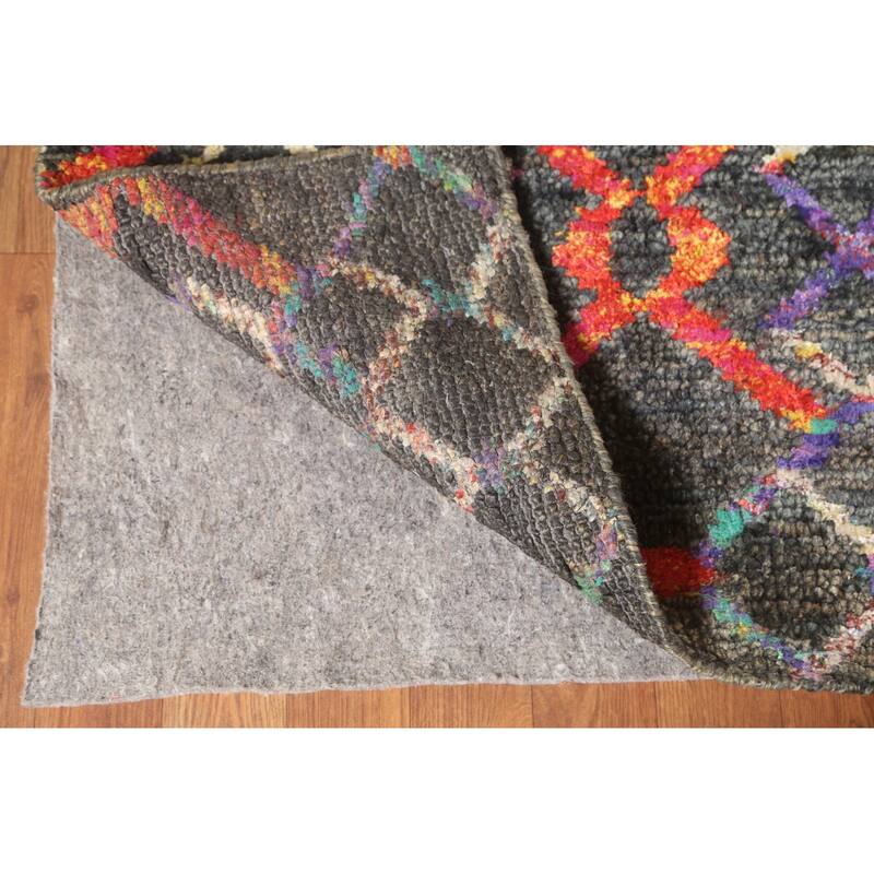 Trellis Abstract Persian Area Rug Hand-Knotted Wool Carpet - 5'8" x 8'6"