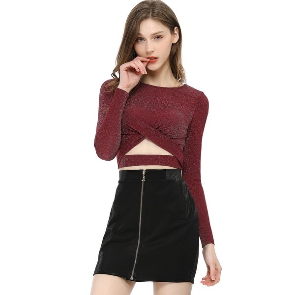 formal crop top with sleeves