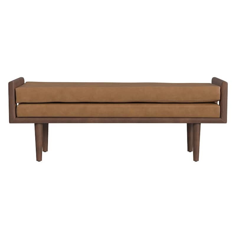 HomePop Upholstered Mid-Century Modern Wood Frame Upholstered Bench