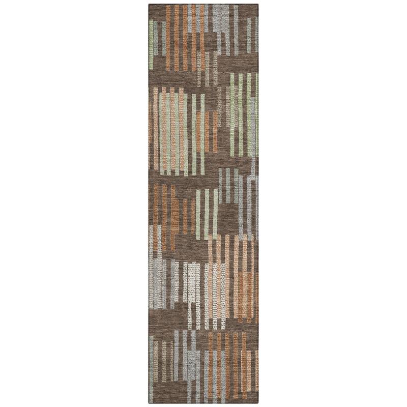 Machine Washable Indoor/ Outdoor Modern Pines Chantille Rug