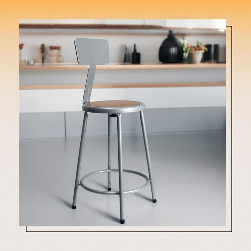 Hampden Furnishings Felix Collection Steel Stool with Backrest, AssemblyReady