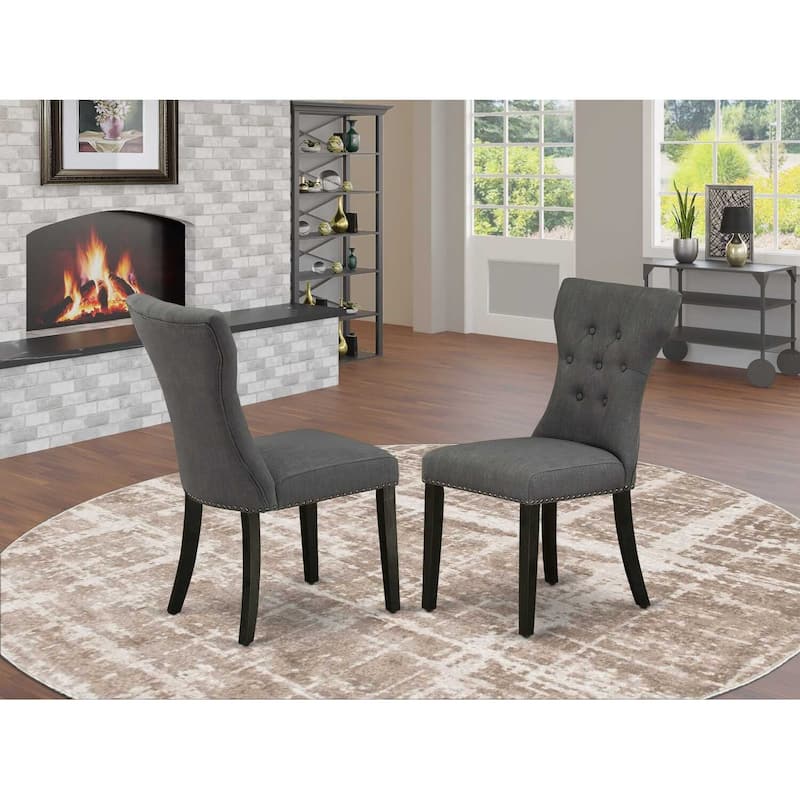Parsons Chairs Set of 2 with Black Finish, Grey Fabric, Stylish Dining Room Seating - 24.5
