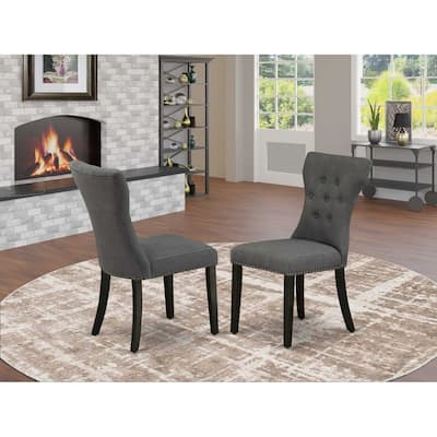 Parsons Chairs Set of 2 with Black Finish, Grey Fabric, Stylish Dining Room Seating - 24.5