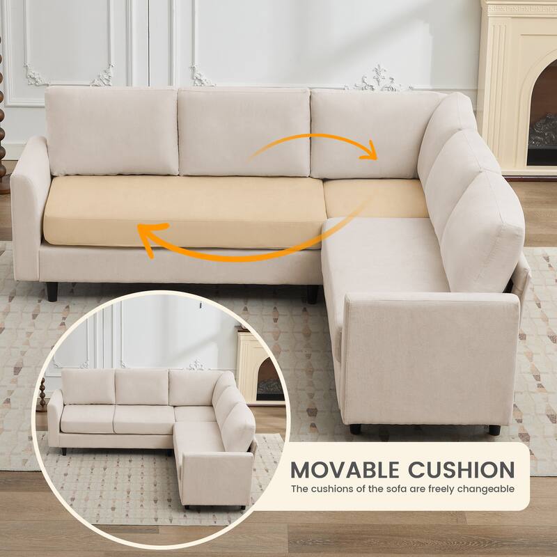 Snow Velvet Sectional Sofa