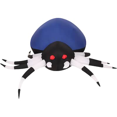 Haunted Hill Farm 6-Ft. Wide Prelit Inflatable Spider with Disco Lights
