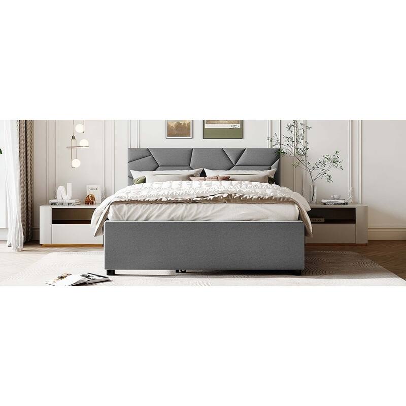 Brick Pattern Platform Bed with Trundle