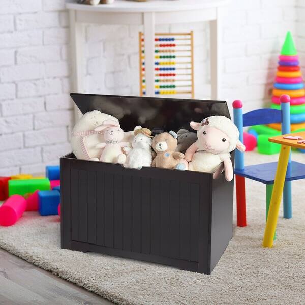 slide 2 of 23, Wooden Toy Box Kids Storage Chest Bench - 30" x 16" x 19" (L x W x H) Brown