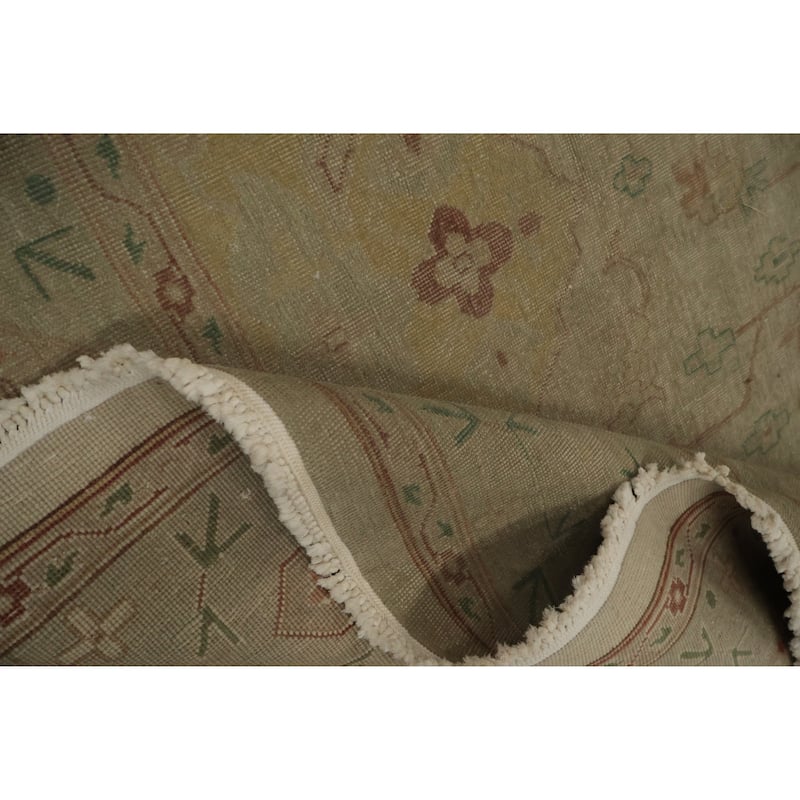Hand Knotted Oriental 100% Wool Carpet Traditional Floral Beige & Ivories Ziegler Area Rug - 16' 8'' X 8' 0''