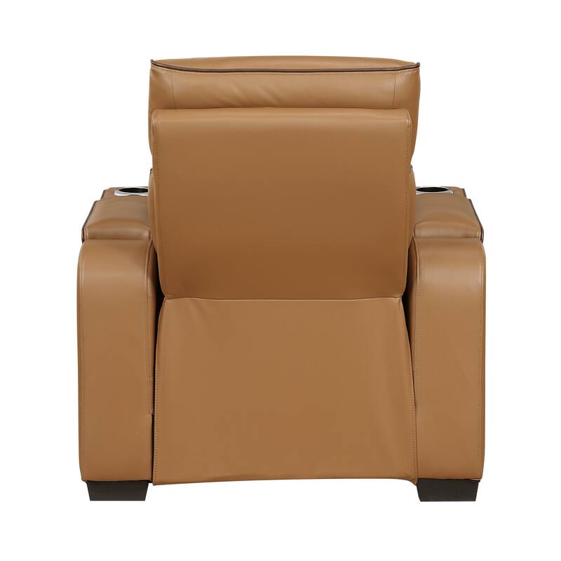 Ezra 37.5" Faux Leather Power Recliner - Power Heatrest, Cup Holders