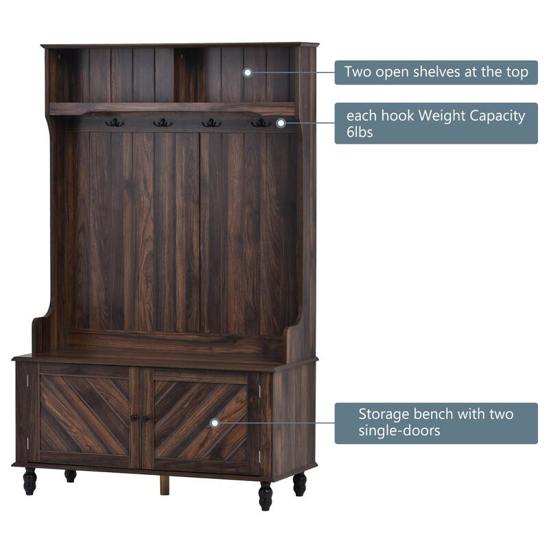 40'' Entryway Bench 3-in-1 Design with 4 Hooks, Coat Hanger and Storage Bench