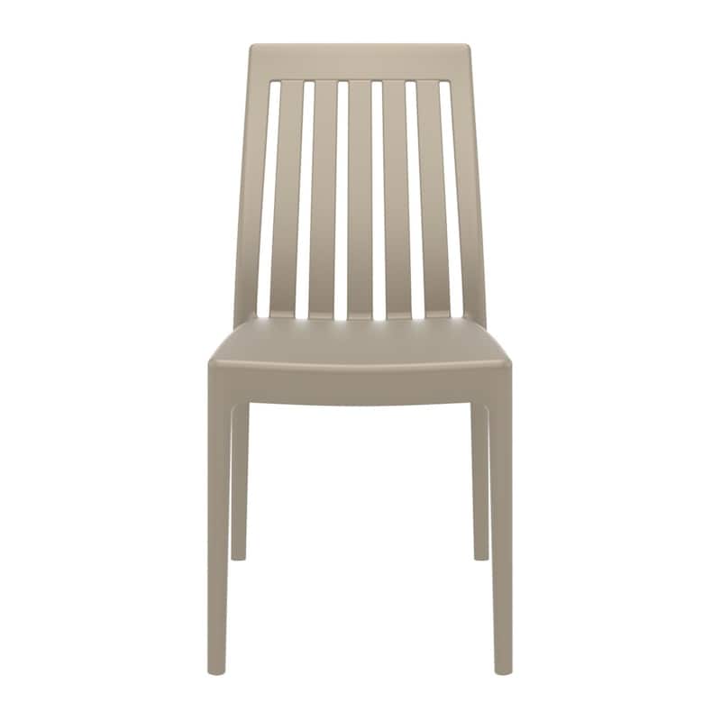 35" Taupe Brown High Back Stackable Outdoor Patio Dining Chair