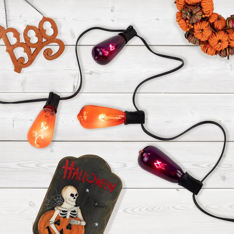 Edison E17 Halloween Light Set - Orange and Purple - 9' Black Wire - 10ct
