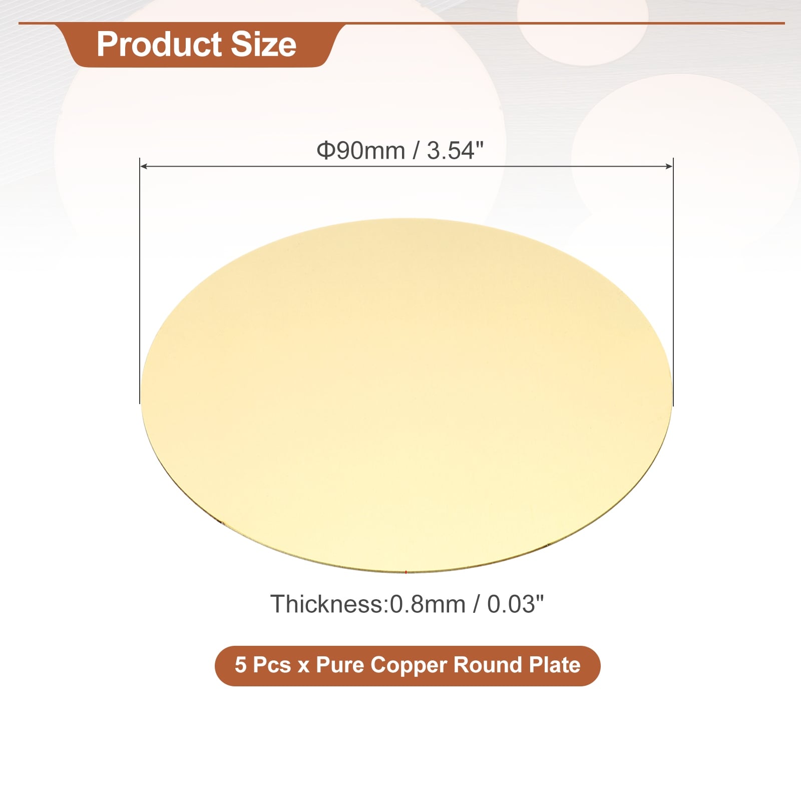 Round Brass Plate, Dia Brass Copper Sheets, Brass Copper Plates for Crafts, DIY, Electrical Repairs