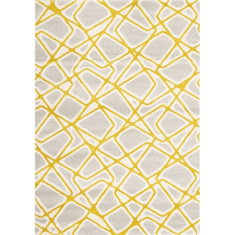 Mirza Grey Yellow Geometric Rug - 6' x 7'