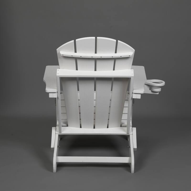 HDPE Folding Adirondack Chair with Dual Cup Holder - Composite Adirondack Chair with Wood Texture
