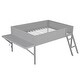 preview thumbnail 13 of 12, Wood Full Size Loft Bed with Desk and LED, Wooden Loft Bed Frame with Angled Ladder, No Box Spring Needed for Kids