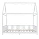 preview thumbnail 14 of 14, Wood Full Size House Bed with Guardrail and LED Light, White