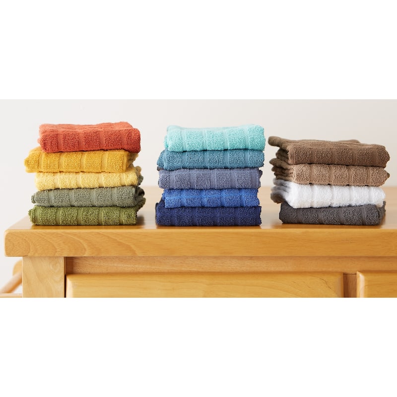 DII Solid Honey Gold Windowpane Terry Dishtowel 4 Piece