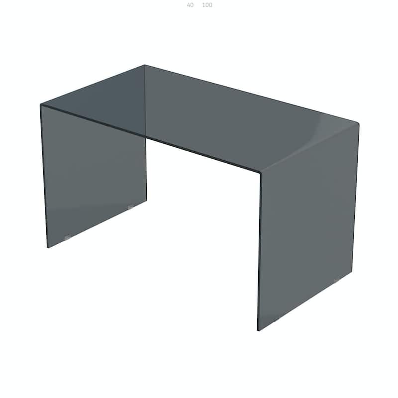 Creative Images Bent Clear Glass Office Desk Table - 50''x27.5'' - Gray