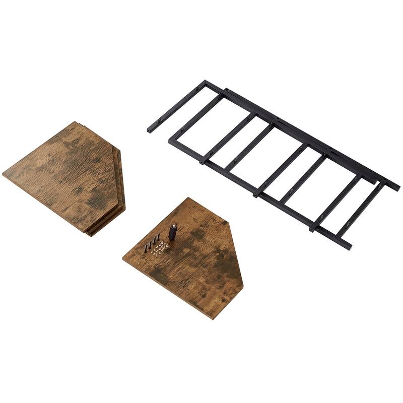 Javlergo Free-Standing 4-Tier Industrial Corner Bookcase Triangle Open Shelf with MDF & Metal Frame for Living Room