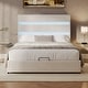 preview thumbnail 10 of 8, Queen Size Upholstered Hydraulic Storage Bed - Lift-Up with RGB LED Headboard, Velvet, Gray.