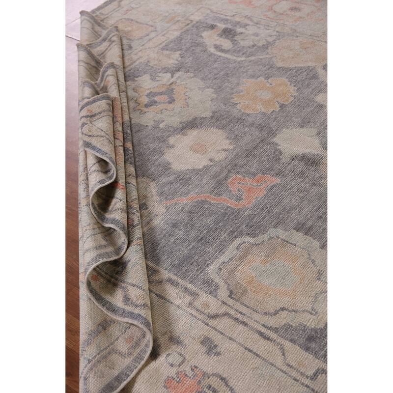 Hand Knotted Oriental 100% Wool Carpet Transitional All-Over Greys & Charcoal Oushak Area Rug - 11' 7'' X 8' 10''